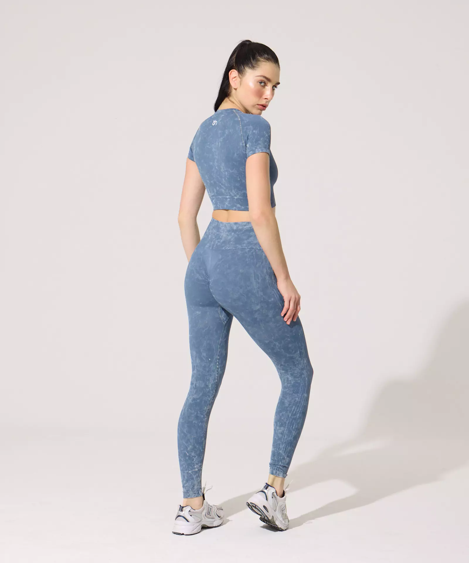 Cleara Kısa Kollu Batik Desen Takım - Denim Mavi