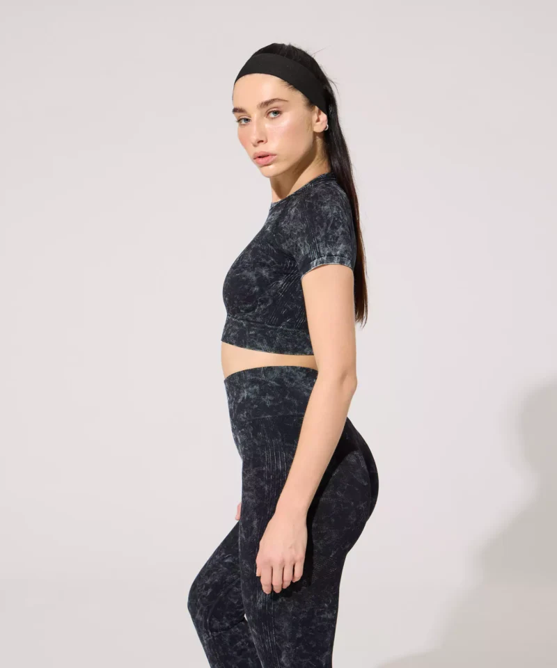 Cleara Kısa Kollu Batik Desen Takım - Siyah