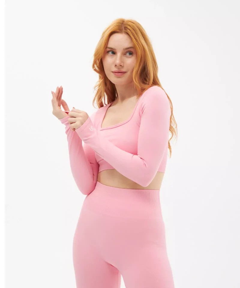Scarlett Kare Yaka Uzun Kollu Takım - Pembe