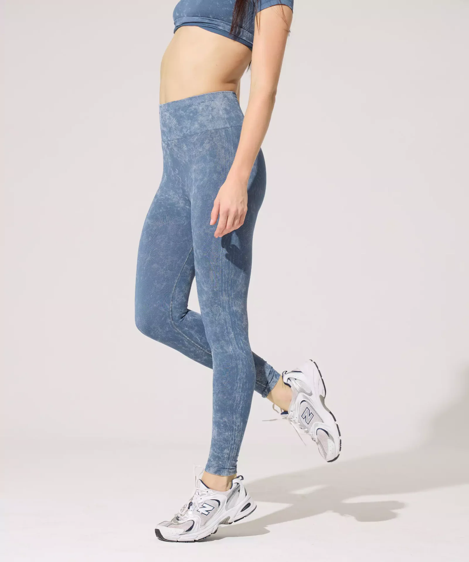 Basic Batik Desen Push Up Tayt - Denim Mavisi - Görsel 3