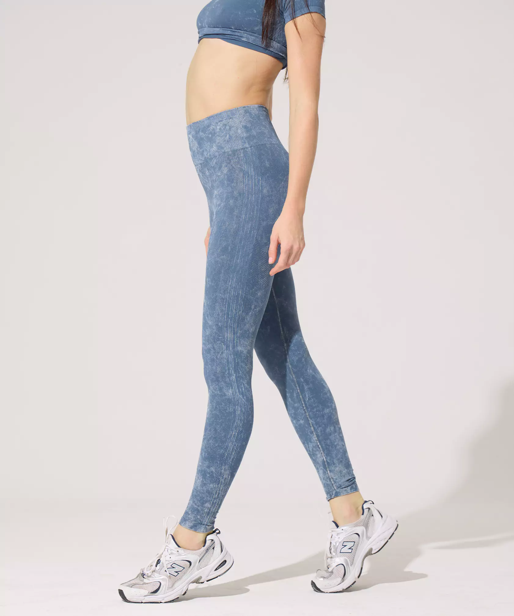 Basic Batik Desen Push Up Tayt - Denim Mavisi