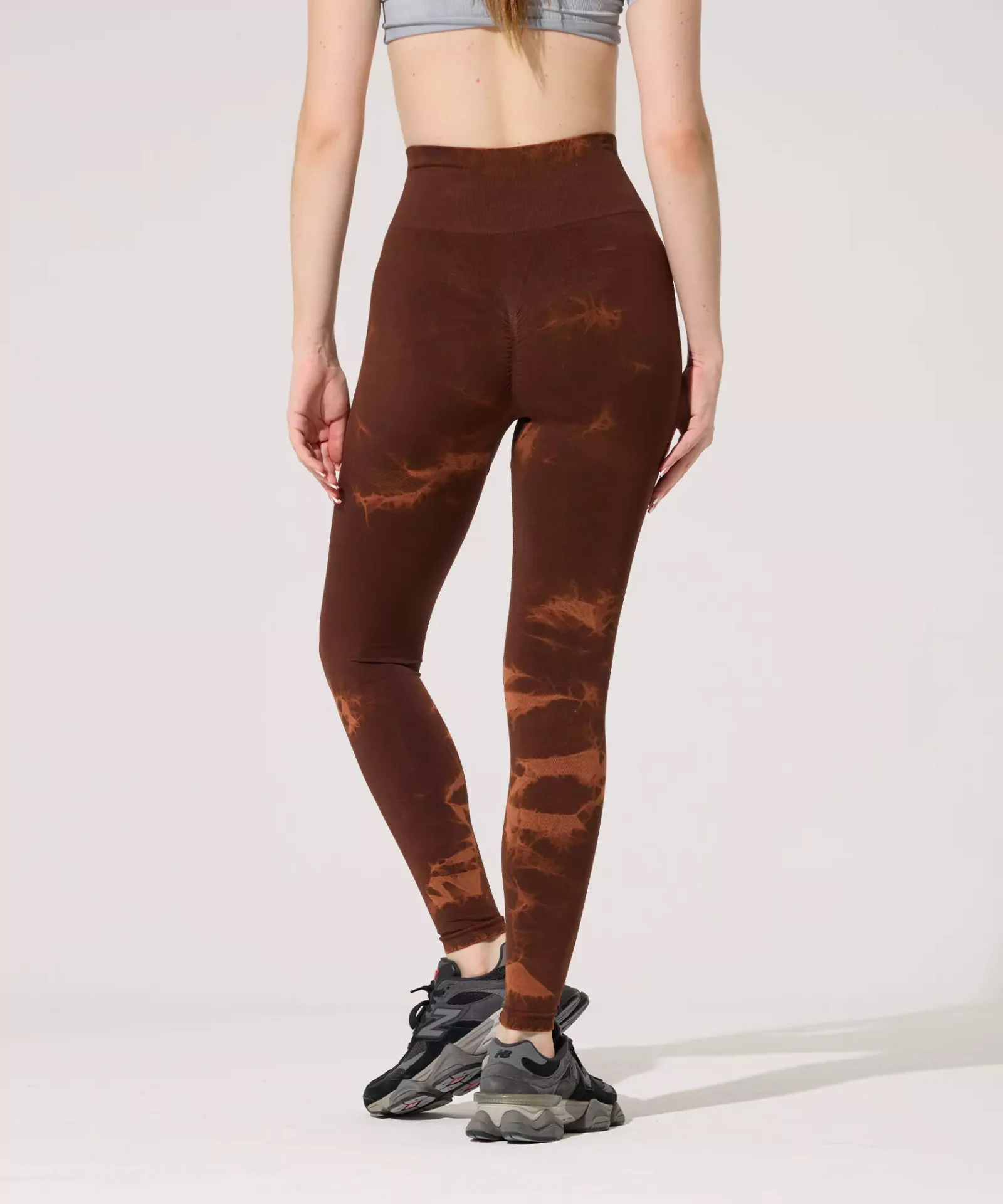 Basic Batik Desen Push Up Tayt - Kahverengi - Görsel 3