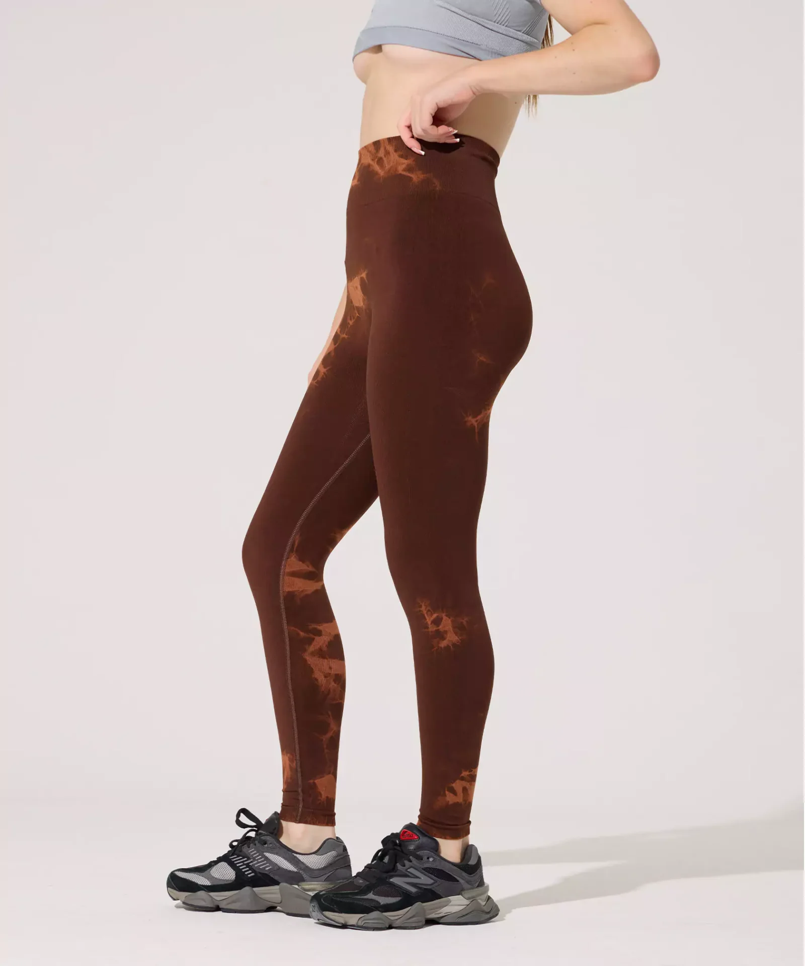 Basic Batik Desen Push Up Tayt - Kahverengi