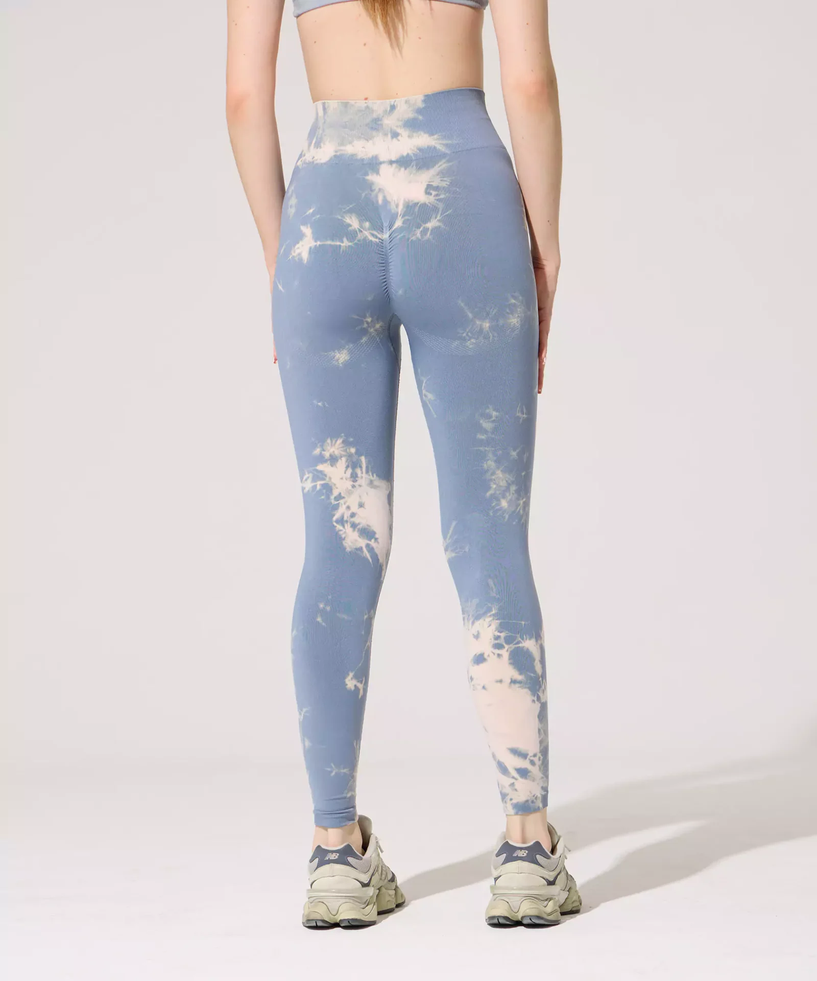 Basic Batik Desen Push Up Tayt - Mavi - Görsel 4