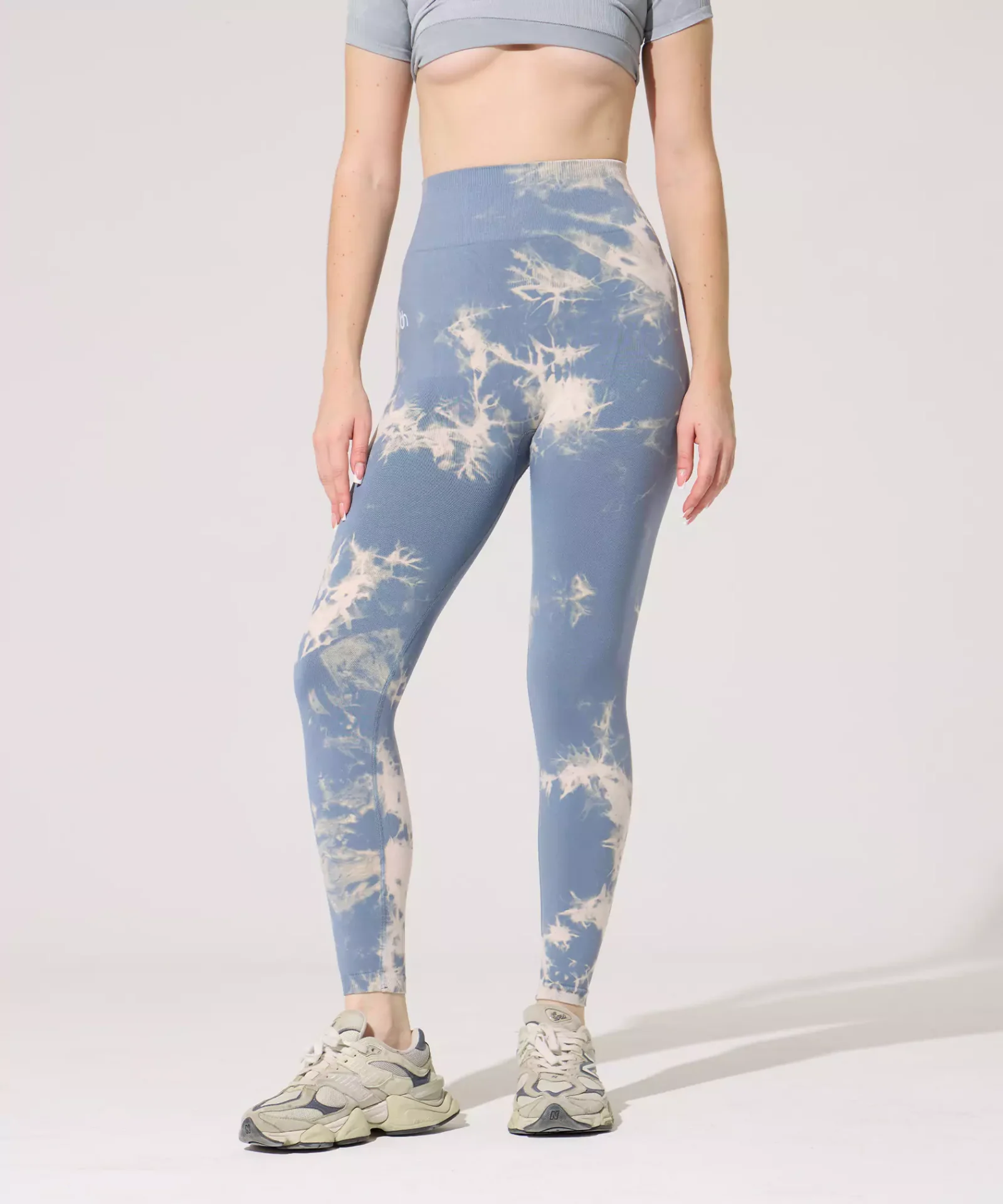 Basic Batik Desen Push Up Tayt - Mavi - Görsel 3