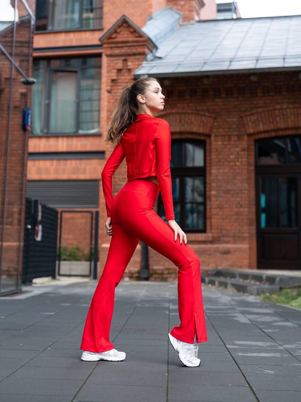 Yırtmaç Detay İspanyol Paça Tek Alt - Kırmızı